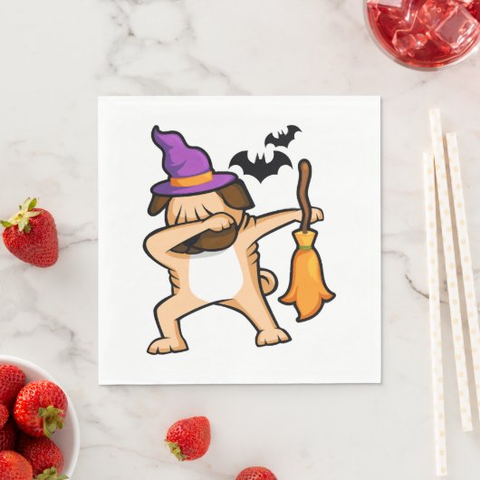 Dabbing Halloween Pug Dog Servet (Insitu)