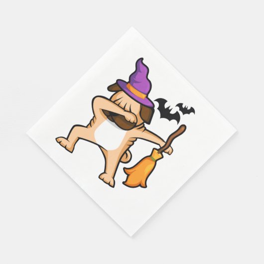 Dabbing Halloween Pug Dog Servet (Hoek)