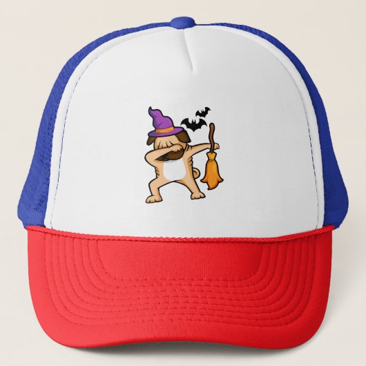 Dabbing Halloween Pug Dog Trucker Pet (Voorkant)