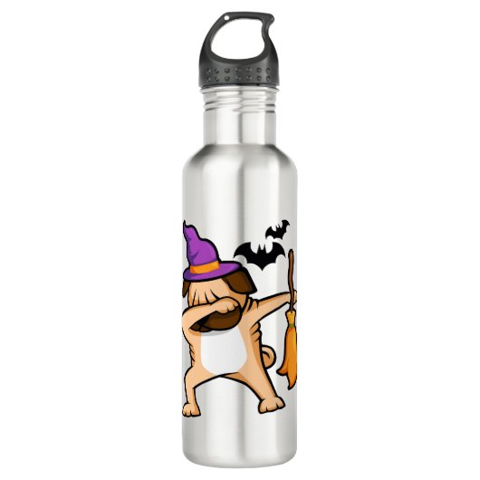 Dabbing Halloween Pug Dog Waterfles (Voorkant)