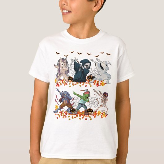 Dabbing Halloween Pumpkin Costume skeleton zombie T-shirt (Voorkant)