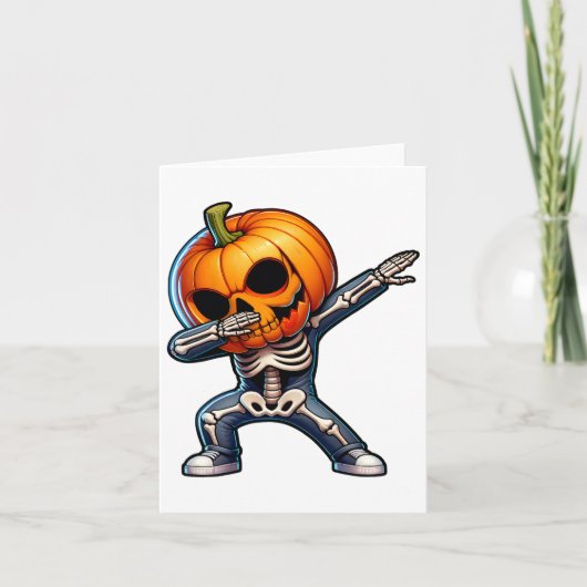 Dabbing Halloween Skeleton Boys Trick Treat Funny Kaart (Voorkant)