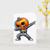Dabbing Halloween Skeleton Boys Trick Treat Funny Kaart (Gele Bloem)