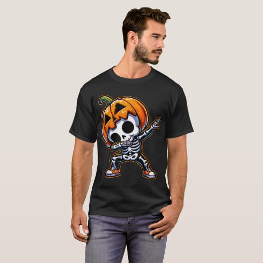 Dabbing Halloween Skeleton Boys Trick Treat T-shirt (Voorkant volledig)