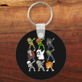 Dabbing Halloween Skeleton Zombie Scary Pumpkin Va Sleutelhanger (Voorkant)