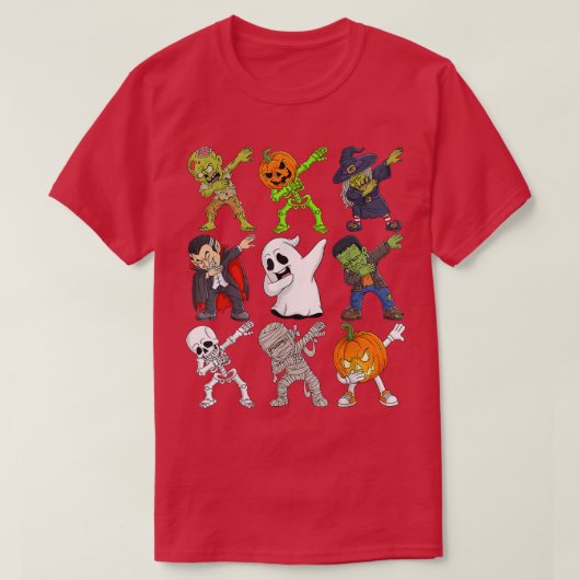 Dabbing Halloween Skeleton Zombie Scary Pumpkin Va T-shirt (Design voorkant)
