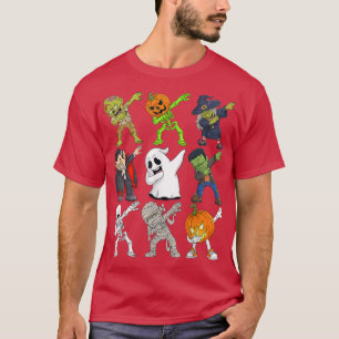 Dabbing Halloween Skeleton Zombie Scary Pumpkin Va T-shirt