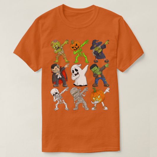 Dabbing Halloween Skeleton Zombie Scary Pumpkin Va T-shirt (Design voorkant)