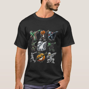 Dabbing Halloween Skeleton Zombie Scary Pumpkin Va T-shirt