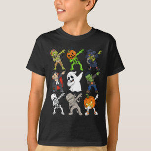 Dabbing Halloween Skeleton Zombie Scary Pumpkin Va T-shirt