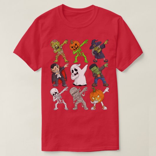 Dabbing Halloween Skeleton Zombie Scary Pumpkin Va T-shirt (Design voorkant)