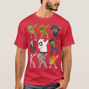 Dabbing Halloween Skeleton Zombie Scary Pumpkin Va T-shirt