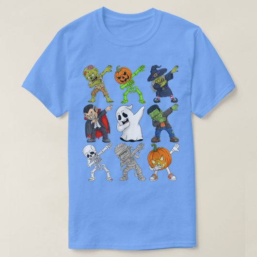 Dabbing Halloween Zombie Skeleton Scary Pumpkin Va T-shirt (Design voorkant)
