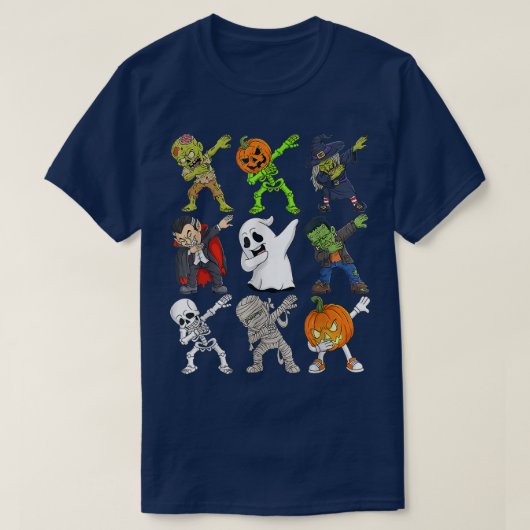 Dabbing Halloween Zombie Skeleton Scary Pumpkin Va T-shirt (Design voorkant)