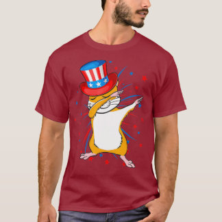 Dabbing Hamster Met USA Pet Vuurwerk 4e van T-shirt