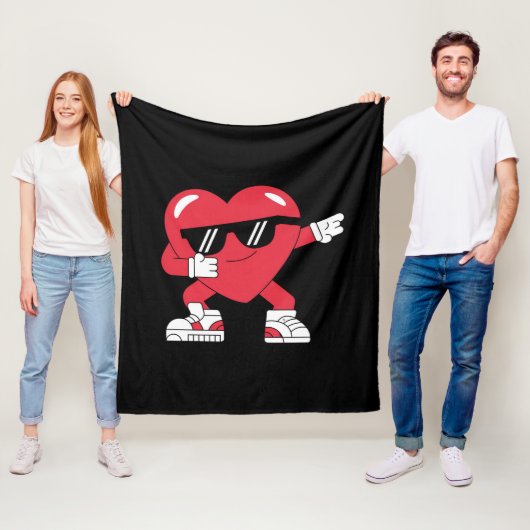 Dabbing Hart Grappige Cadeaus Valentijnsdag Fleece Deken (In situ)