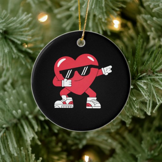 Dabbing Hart Grappige Cadeaus Valentijnsdag Keramisch Ornament (Boom)