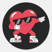 Dabbing Hart Grappige Cadeaus Valentijnsdag Ronde Sticker (Voorkant)