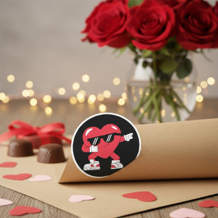 Dabbing Hart Grappige Cadeaus Valentijnsdag Ronde Sticker