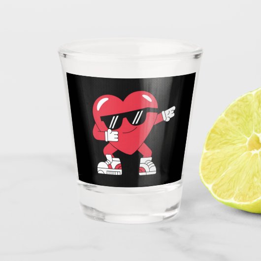 Dabbing Hart Grappige Cadeaus Valentijnsdag Shot Glas (Voorkant)