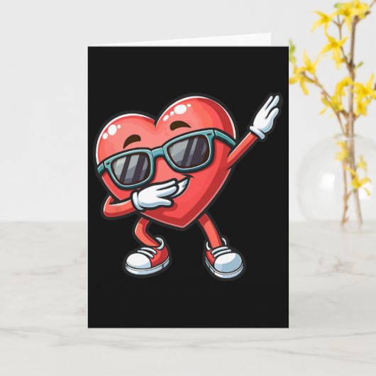 Dabbing Hart Grappige Valentijnsdag Dab Dance Kind Kaart (Gele Bloem)