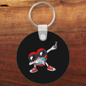 Dabbing hart in een masker leuk Valentijnsdag dab Sleutelhanger (Achterkant)