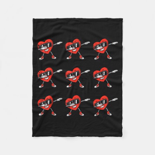 Dabbing Harten Dab Jongens Valentijnsdag Jeugd Fleece Deken (Voorkant)
