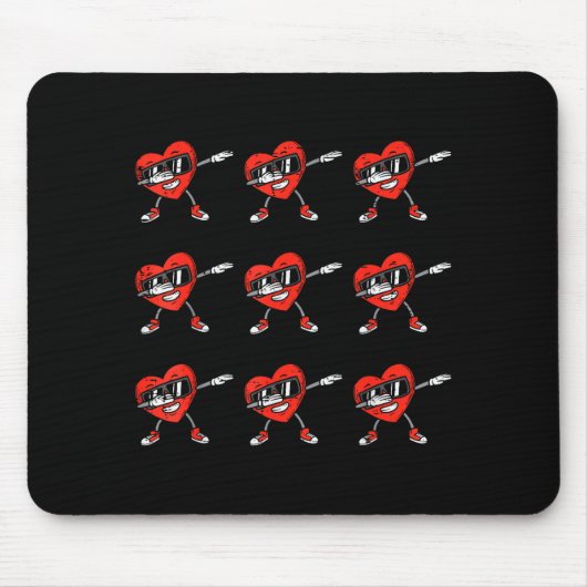 Dabbing Harten Dab Kinderen Jongens Valentijnsdag Muismat (Voorkant)