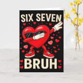 Dabbing Heart 67 Bruh Funny Mens Kids Boys Valenti Kaart (Gele Bloem)