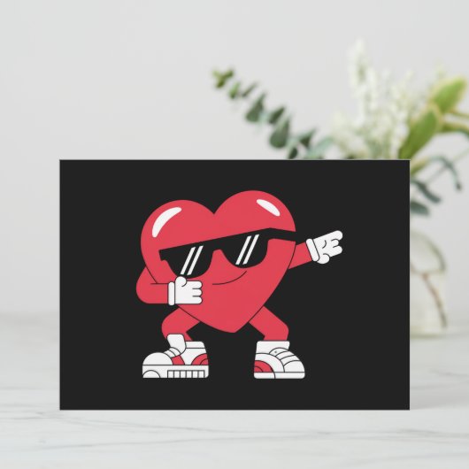 Dabbing Heart Funny Gifts Valentijnsdag Bedankkaart (Staand voorkant)