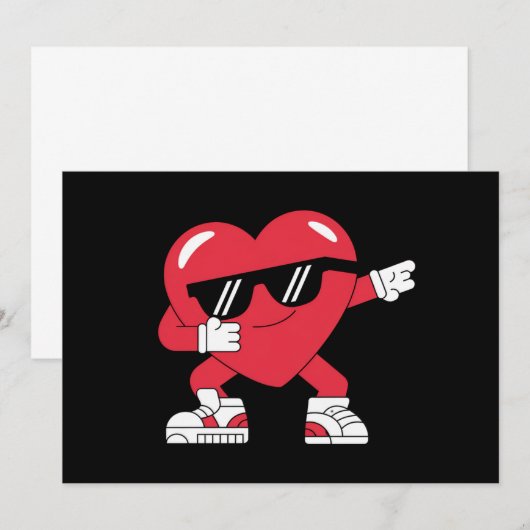 Dabbing Heart Funny Gifts Valentijnsdag Bedankkaart (Voorkant / Achterkant)