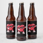 Dabbing Heart Funny Gifts Valentijnsdag Bier Etiket (Flessen)