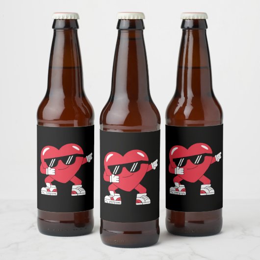 Dabbing Heart Funny Gifts Valentijnsdag Bier Etiket (Flessen)