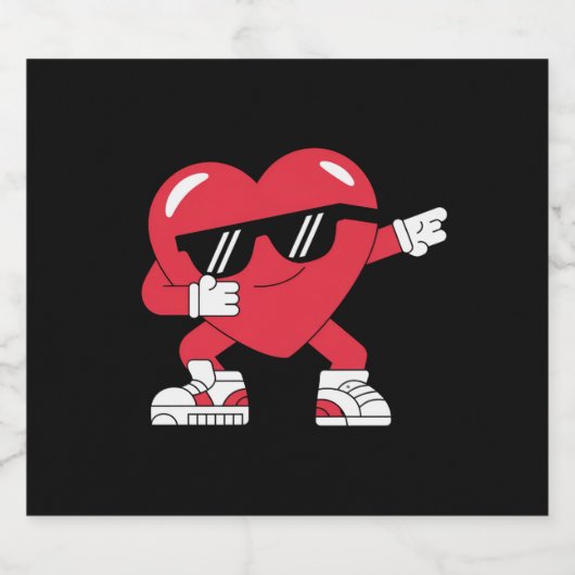 Dabbing Heart Funny Gifts Valentijnsdag Bier Etiket (Enkel label)