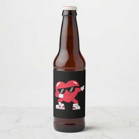 Dabbing Heart Funny Gifts Valentijnsdag Bier Etiket (Voorkant)