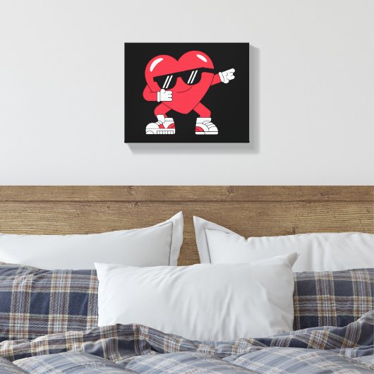 Dabbing Heart Funny Gifts Valentijnsdag Canvas Afdruk (Insitu (Slaapkamer))