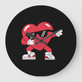 Dabbing Heart Funny Gifts Valentijnsdag Grote Klok (Voorkant)