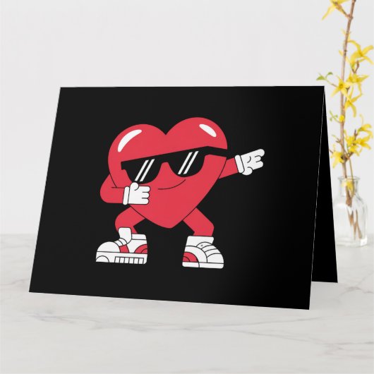 Dabbing Heart Funny Gifts Valentijnsdag Kaart (Gele Bloem)