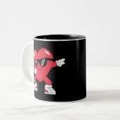 Dabbing Heart Funny Gifts Valentijnsdag Tweekleurige Koffiemok (Voorkant links)