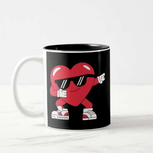 Dabbing Heart Funny Gifts Valentijnsdag Tweekleurige Koffiemok (Links)