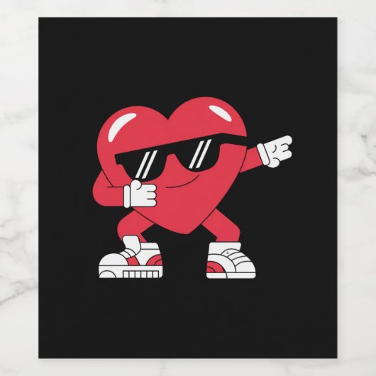 Dabbing Heart Funny Gifts Valentijnsdag Wijn Etiket (Enkel label)