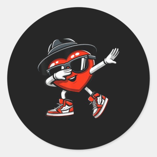 Dabbing Heart Funny Love Kinder Boys Mannen Valent Ronde Sticker (Voorkant)
