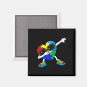 Dabbing Heart Puzzle Piecemecten Autisme Dab Boys Magneet (Voorkant / Achterkant)