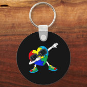 Dabbing Heart Puzzle Piecemecten Autisme Dab Boys  Sleutelhanger (Achterkant)