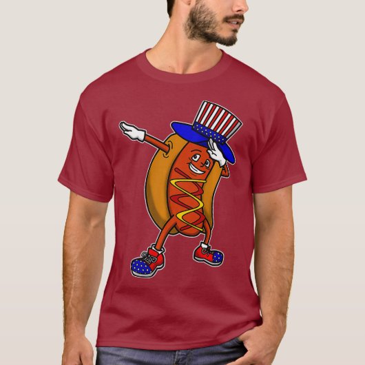 Dabbing Heet Hondenliefhebber Onafhankelijkheidsda T-shirt (Voorkant)