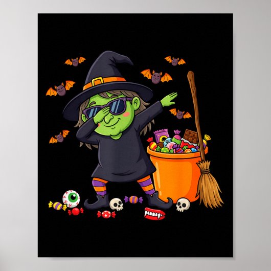 Dabbing heks kinderen meisjes peuter grappig hallo poster (Voorkant)