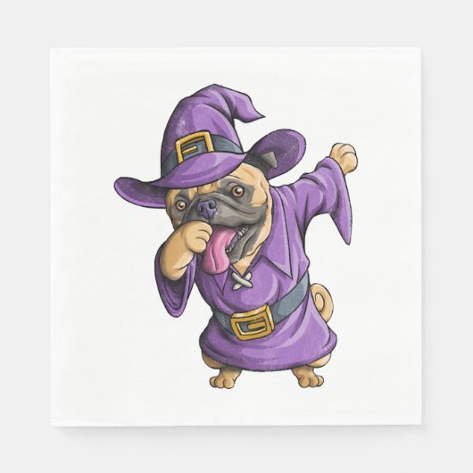 Dabbing Heks Pug Leuke Halloween Pugs Grappige Dab Servet (Voorkant)