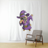 Dabbing Heks Pug Leuke Halloween Pugs Grappige Dab Wandkleed (In situ)