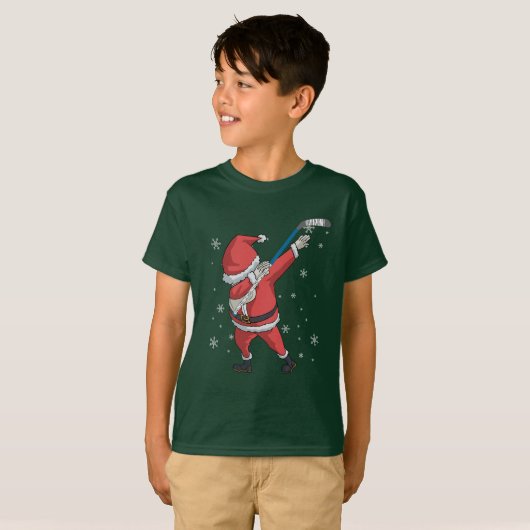Dabbing Hockey Santa Claus kerstcadeau T-shirt (Voorkant volledig)