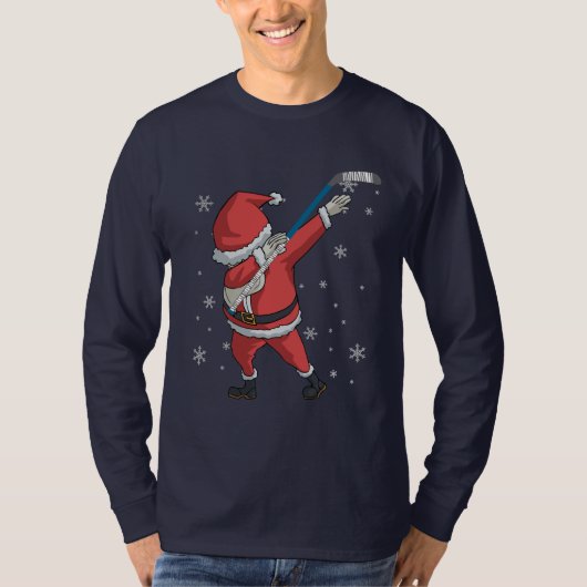 Dabbing Hockey Santa Claus kerstcadeau T-shirt (Voorkant)